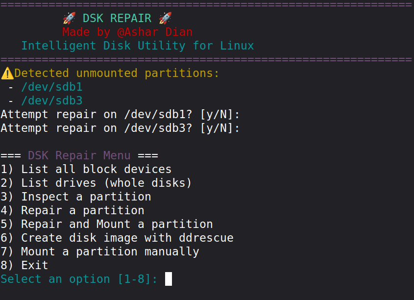 Linux disk repair
