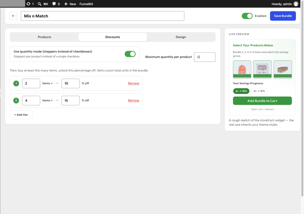 Tiered discount builder