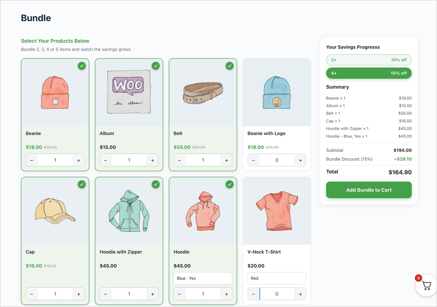 Storefront bundle widget