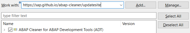 ABAP cleaner plug-in for ABAP Development Tools - installation