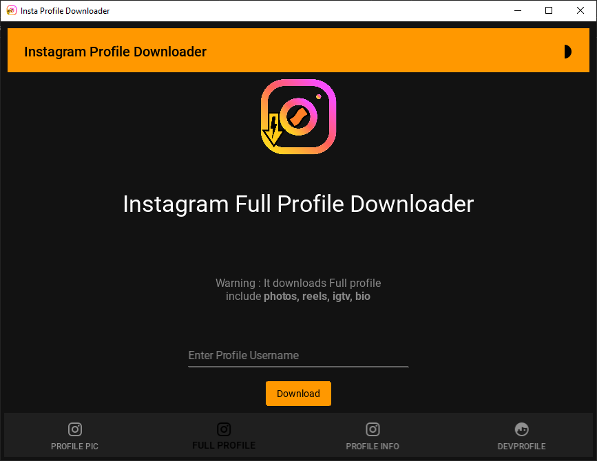 Full Profile Downloader Screenshot