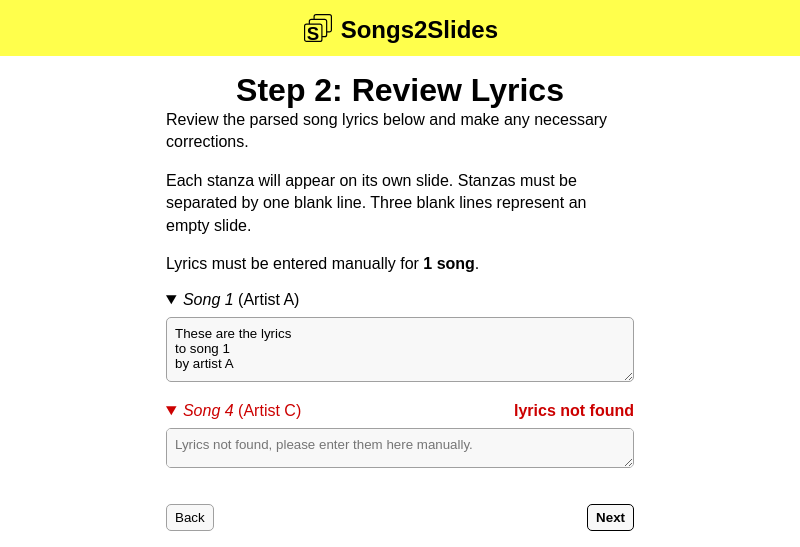 Step 2: Review lyrics