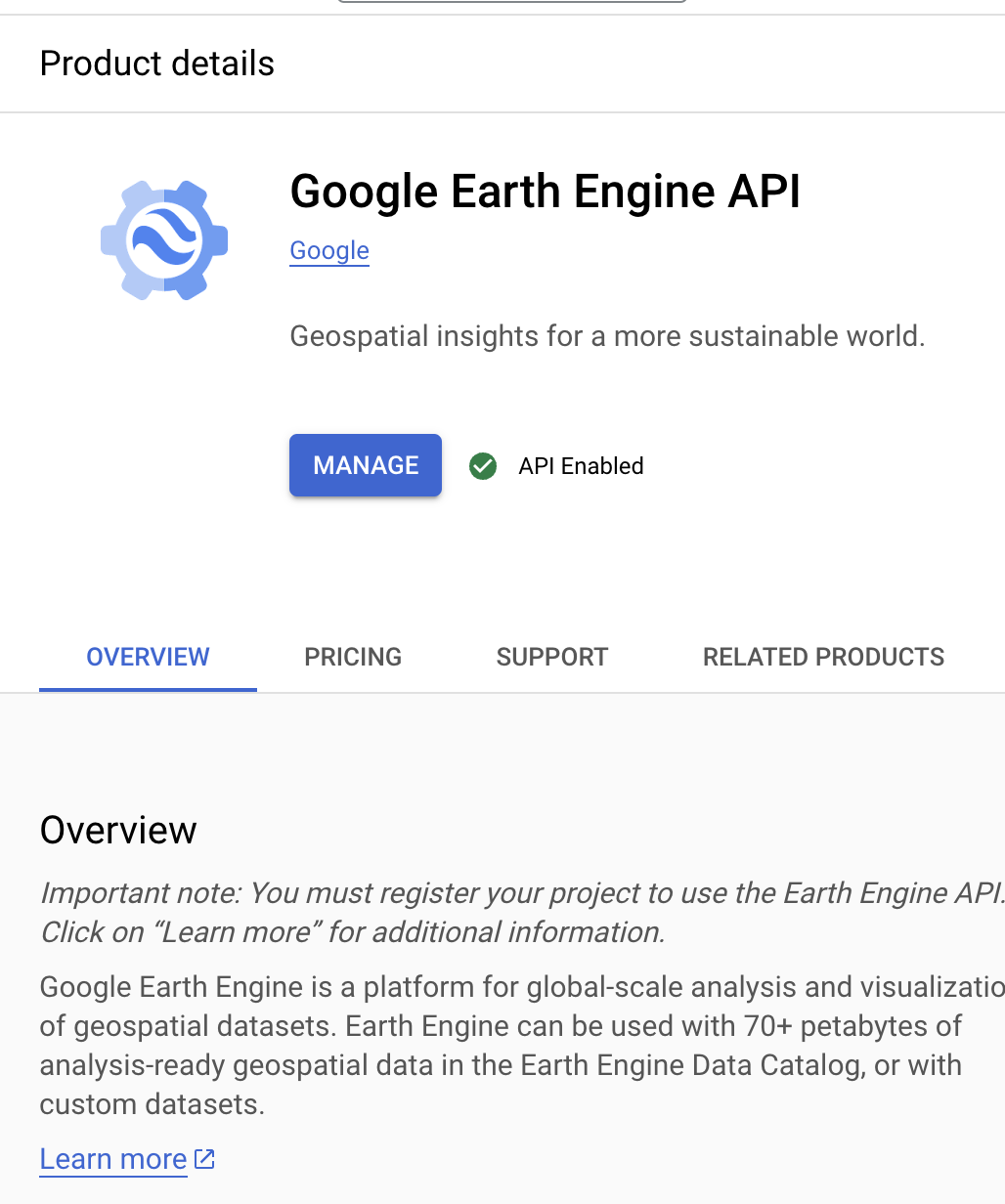 Google Earth Engine API Screen