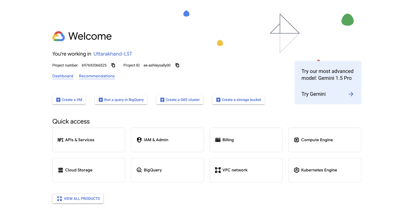 Google Cloud Console Project Interface