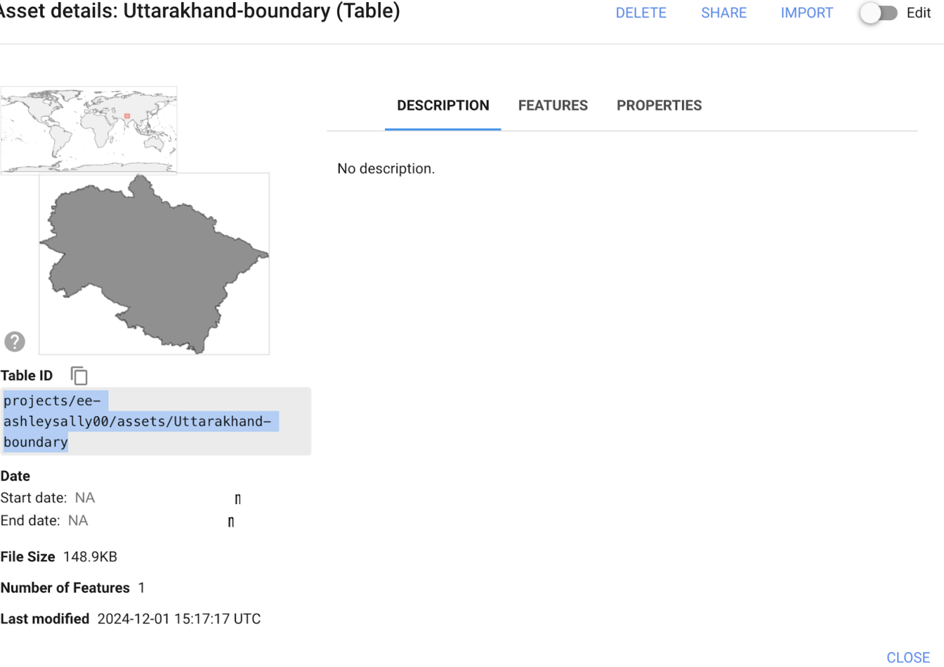 Uttarakhand Boundary Shapefile in GEE