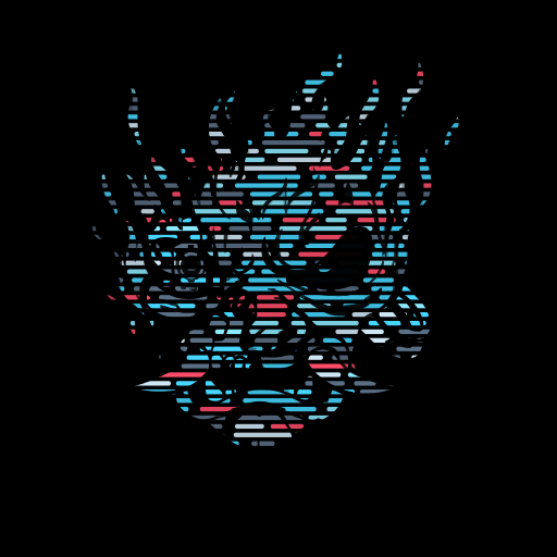 Cyberpunk Samurai Theme — oni mask made of code