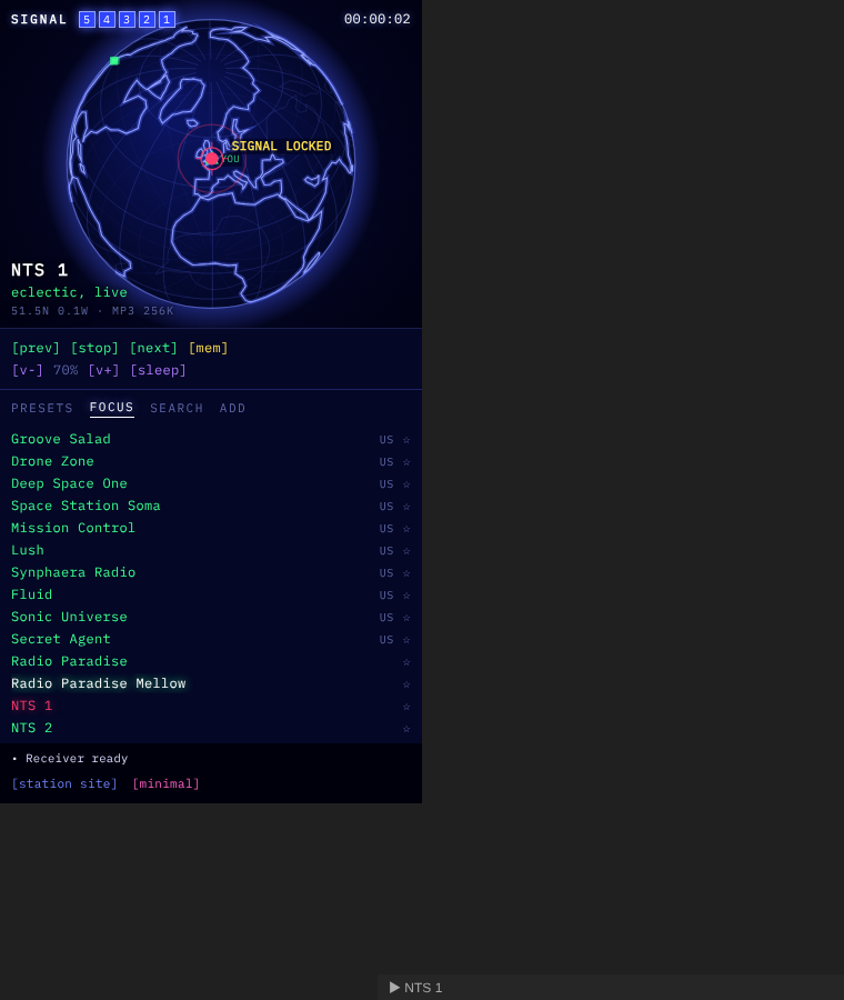 Hi-Fi Tuner globe view
