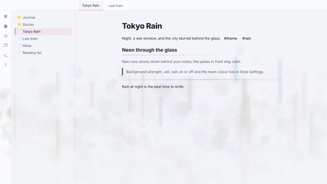 Tokyo Rain, light