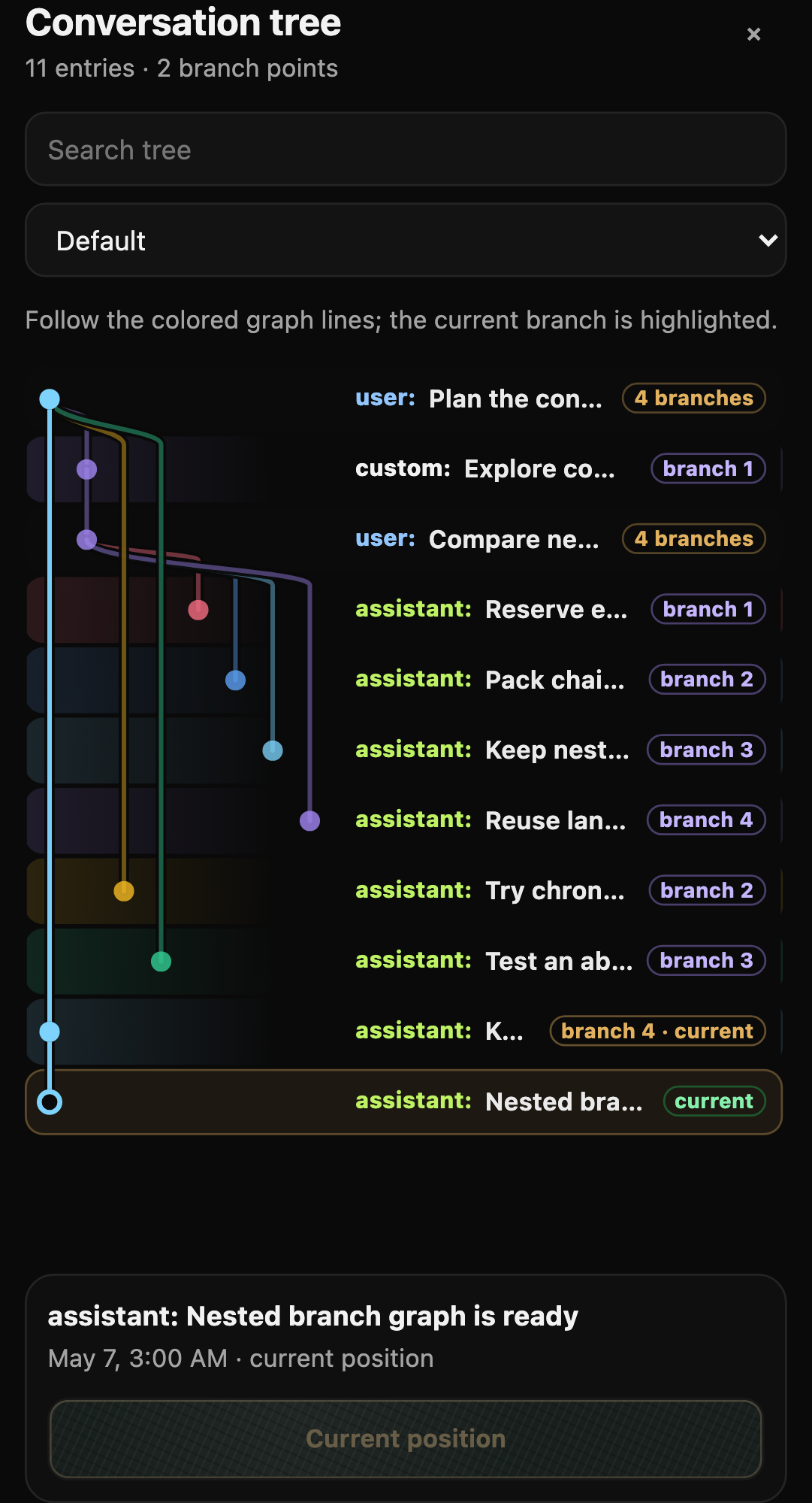 pi-web conversation tree mobile