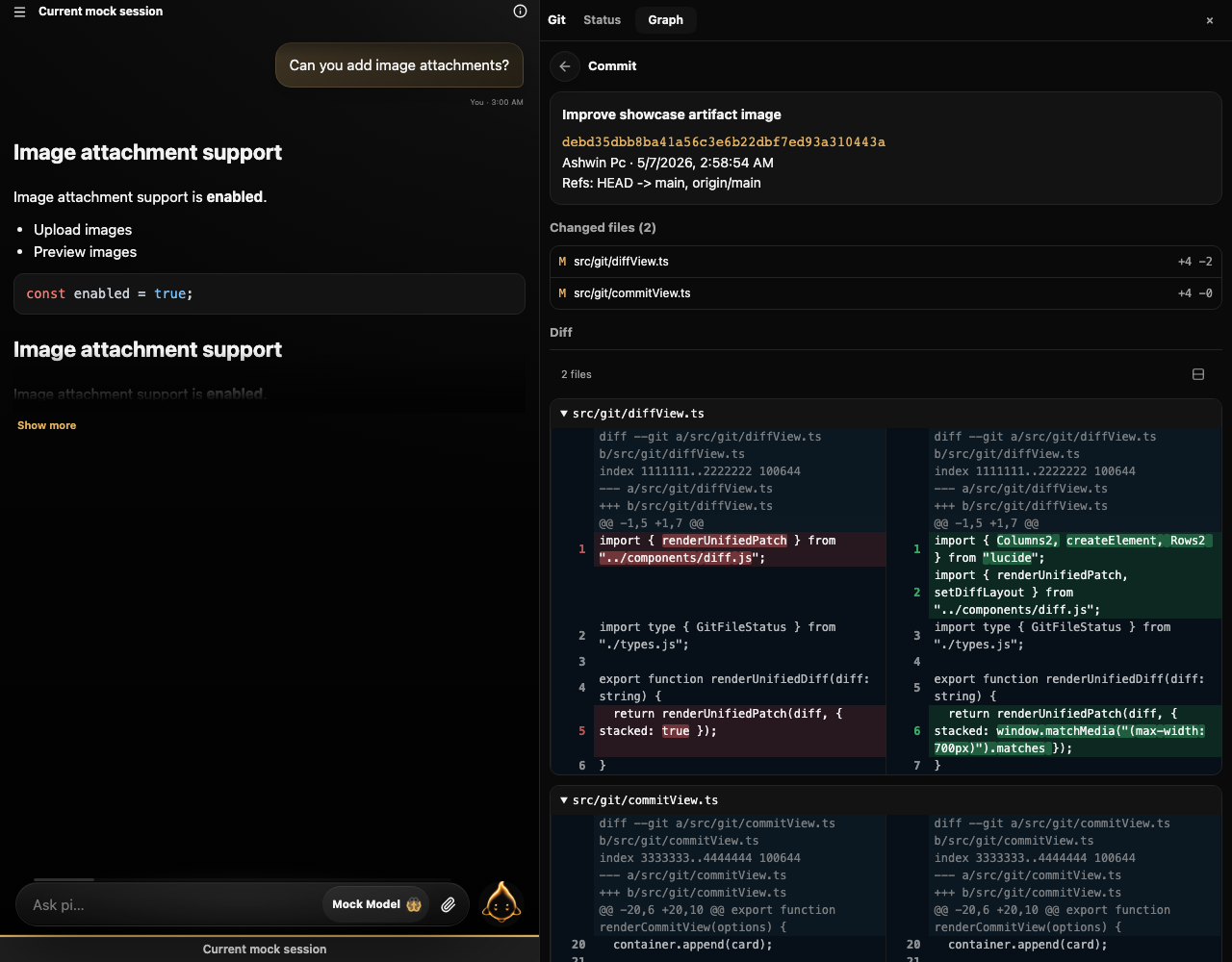 pi-web Git commit diff viewer desktop