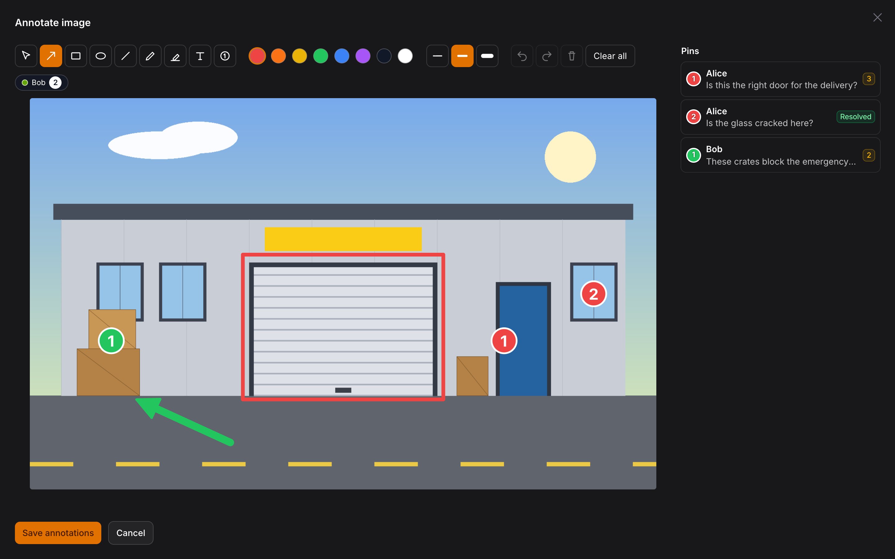 The editor in dark mode