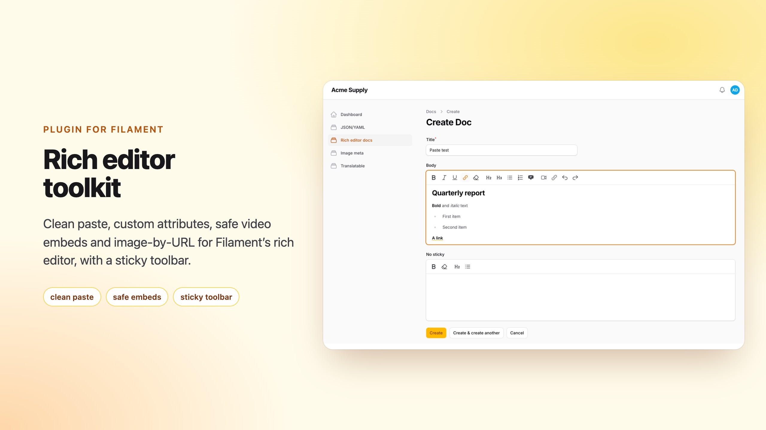 Filament Rich Editor Toolkit