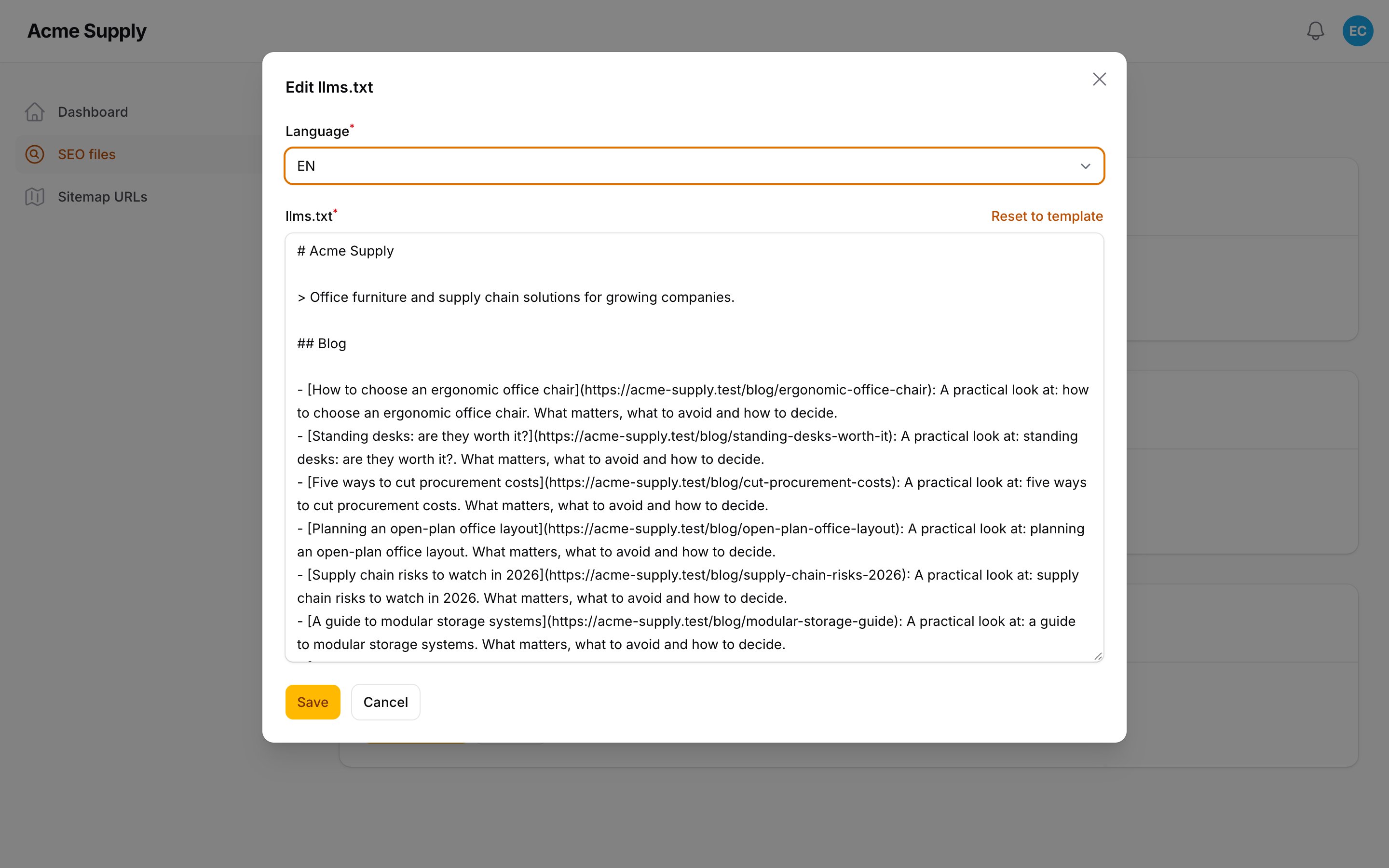 llms.txt editor