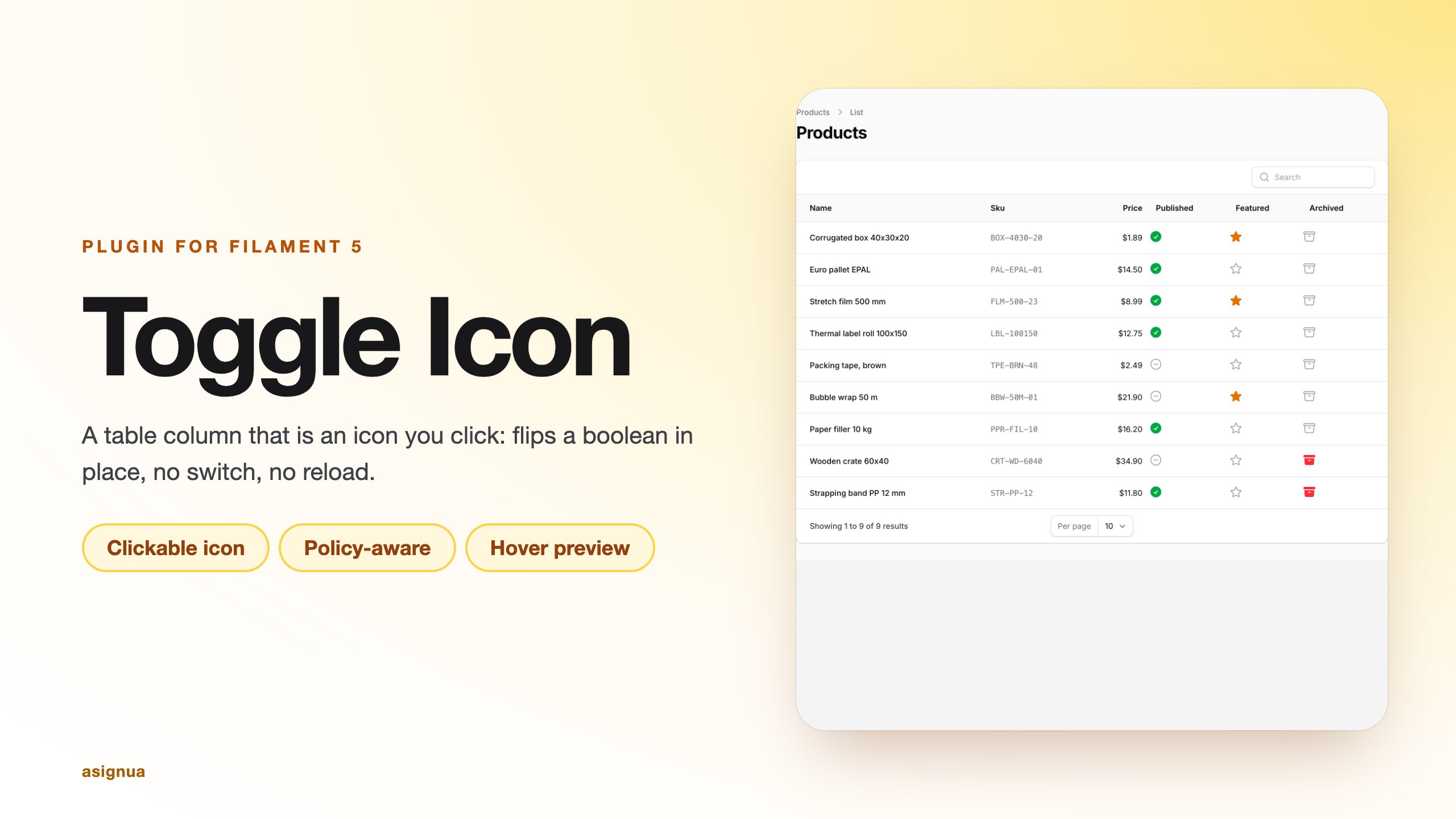 Filament Toggle Icon Column
