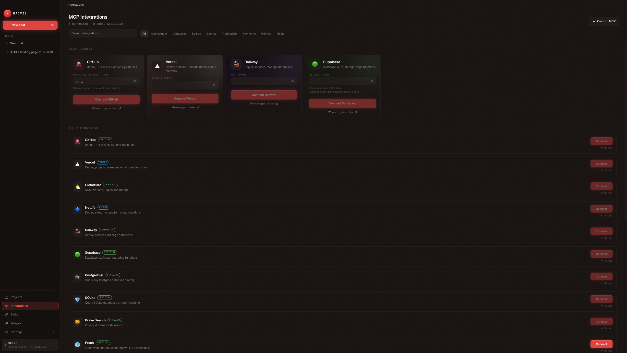 MCP Integrations Quick Connect