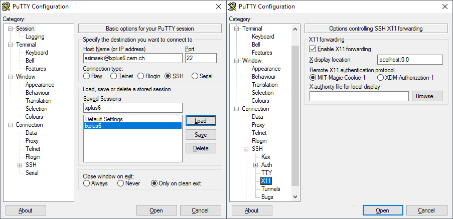 Putty Settings