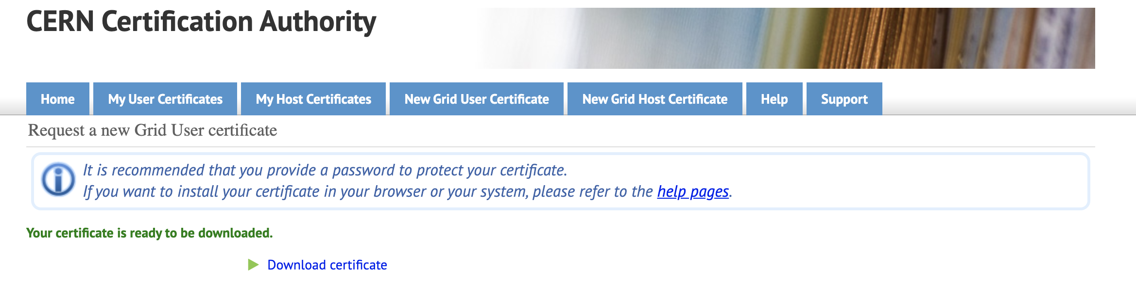 GridCertificateDownload