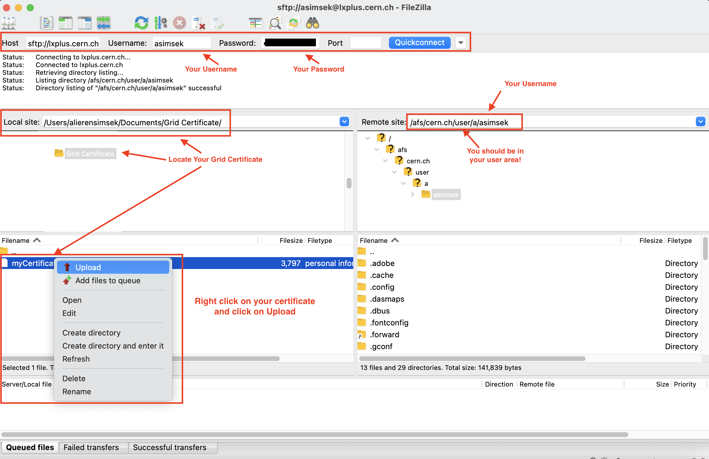 GridCertificateUploadLxplus