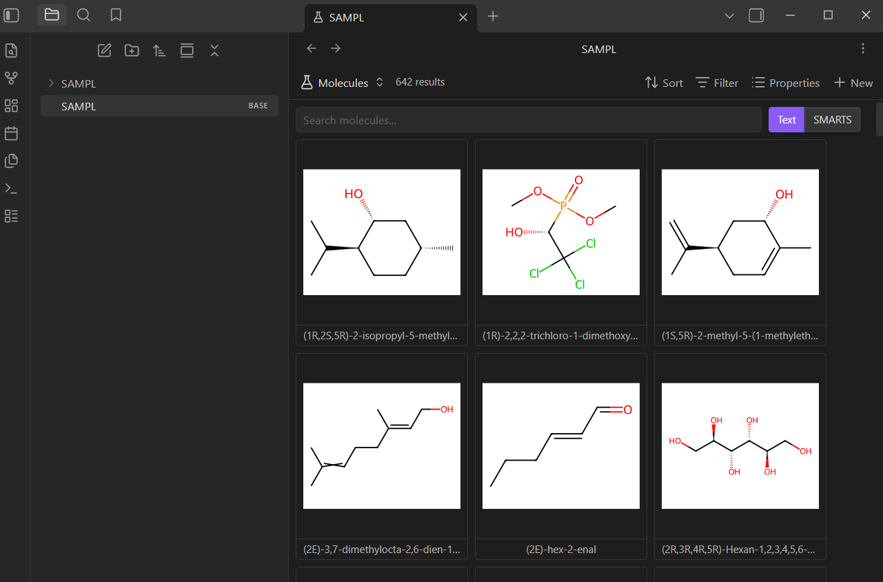 Molecule grid view