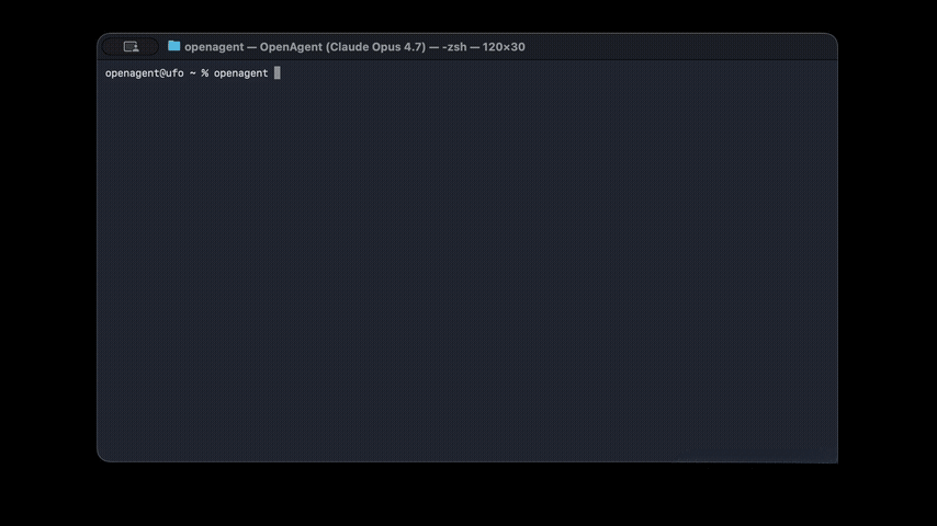 OpenAgent terminal coding agent demo — Claude Code alternative