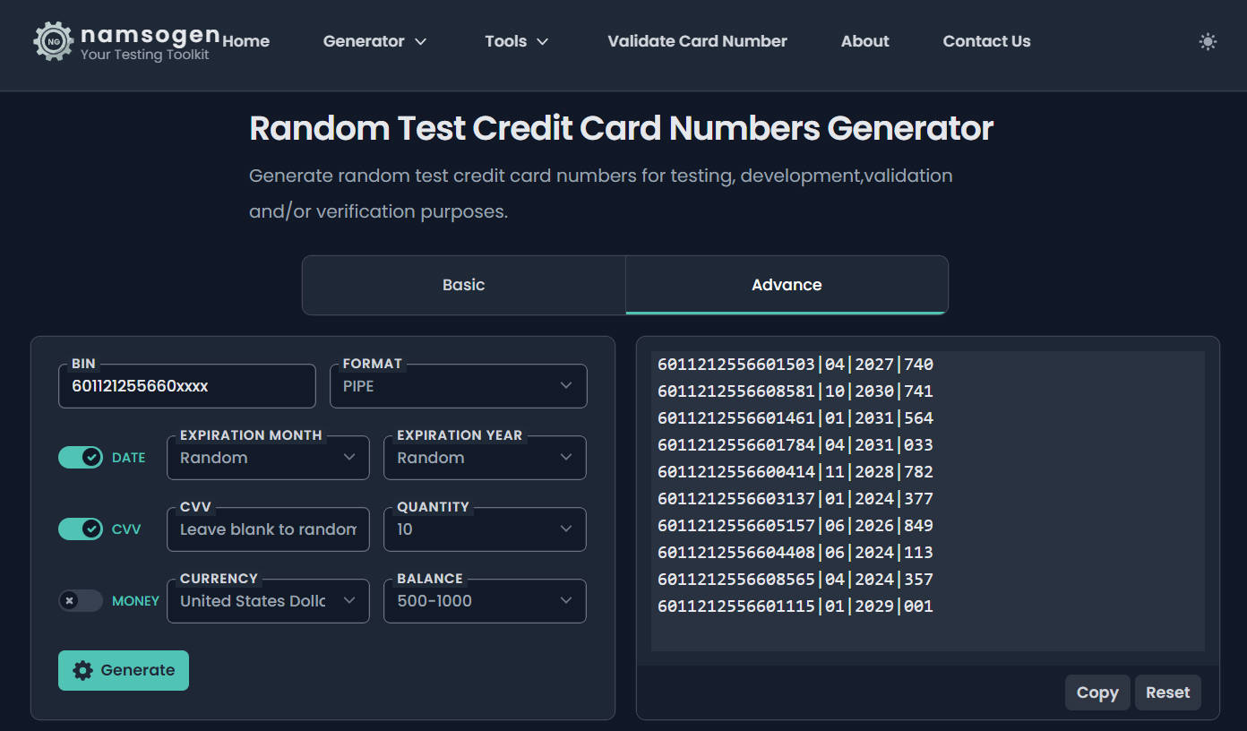 使用随机测试信用卡号码生成器生成虚拟信用卡，白嫖Spotify、Google One（包括Gemini 高级版）、DeepL、pplx等平台试用