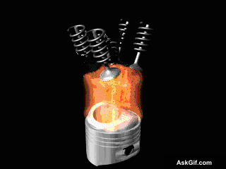 Animation of an internal combustion engine piston in action.
