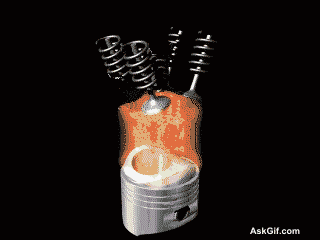 एक आंतरिक दहन इंजन पिस्टन की क्रिया का एनीमेशन।