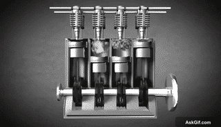 Animation of a four-stroke engine cycle in action.