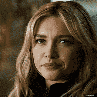 फ्लोरेंस प्यू गहरी सोच में एक विचारशील नज़र देती हैं