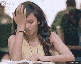 Tejaswi Madivada Frustrated While Studying in a Classroom