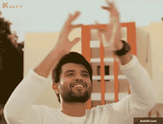 Vijay Deverakonda Excitedly Throws His Hands Up in Celebration