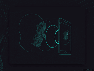 A digital representation of facial recognition technology in use.