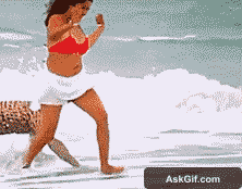 Kiran Rathod Joyfully Runs Through the Waves at the Beach