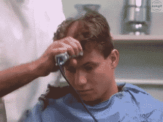 When your mom gives you a haircut.