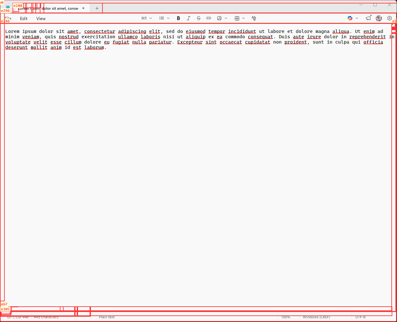 Annotated screenshot of Notepad