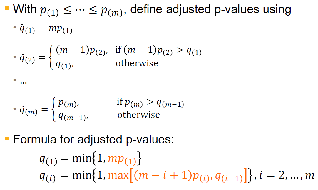 Holm method-adjusted p-value