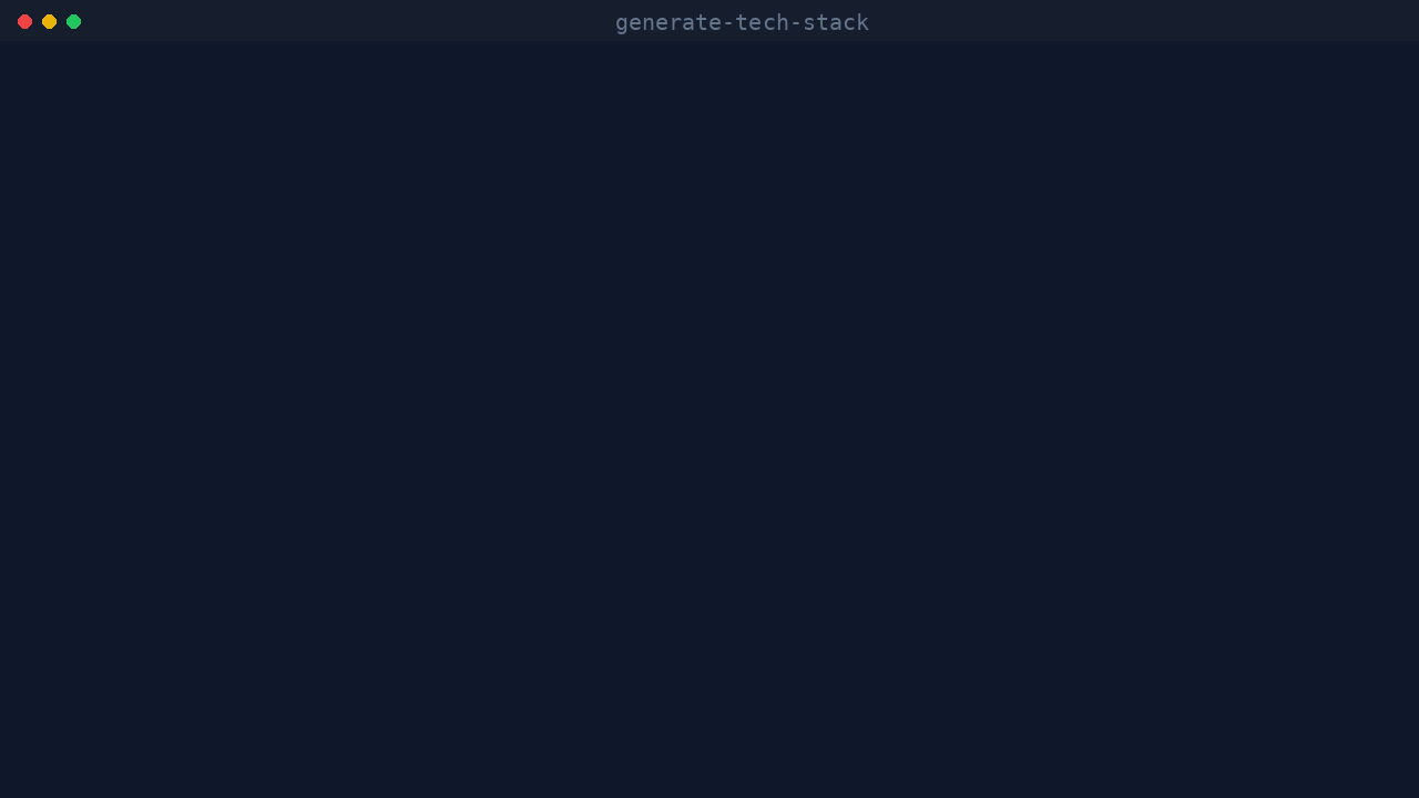 Running generate-tech-stack against fastapi/full-stack-fastapi-template, from pip install to the generated page