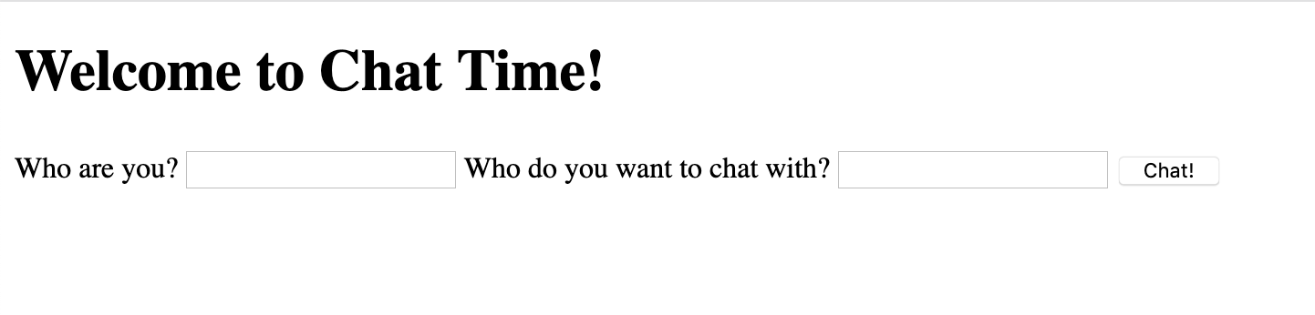 Chat Time Start Screen