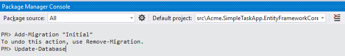 EF Update-Database command