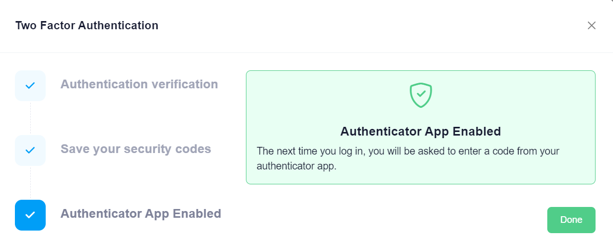 Authenticator enabled
