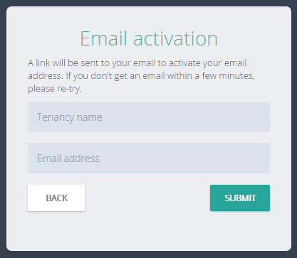 Email activation screen