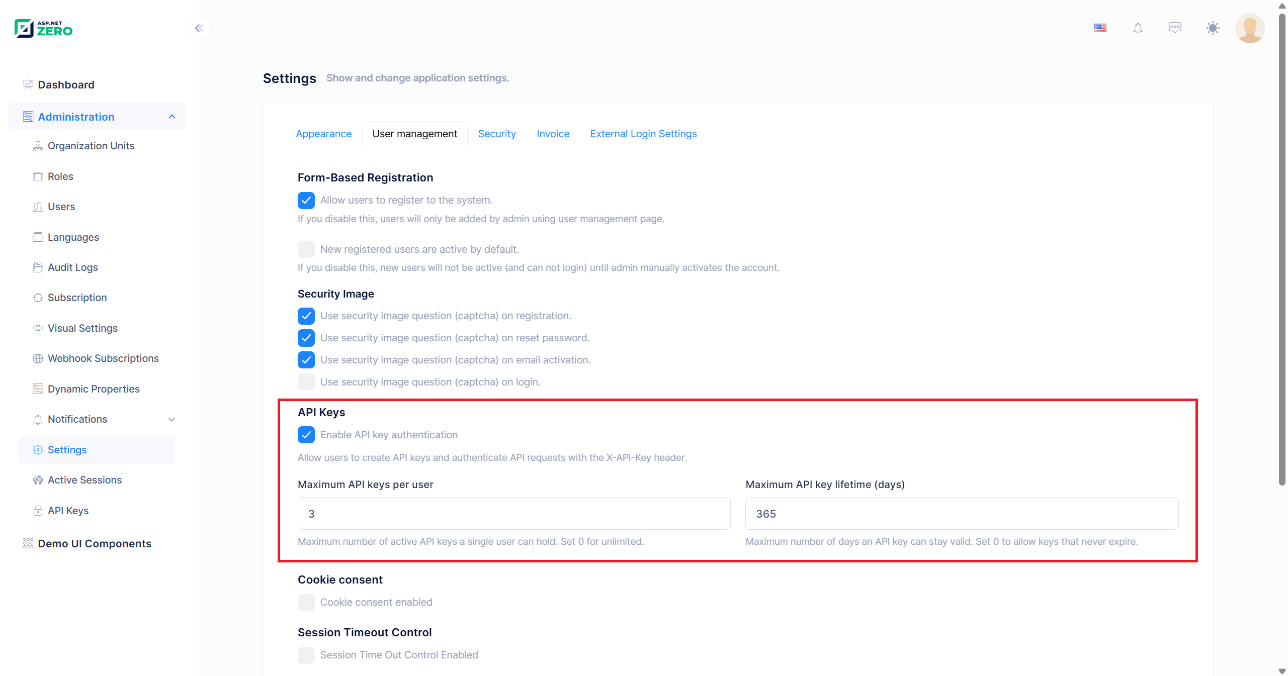 API Key Settings
