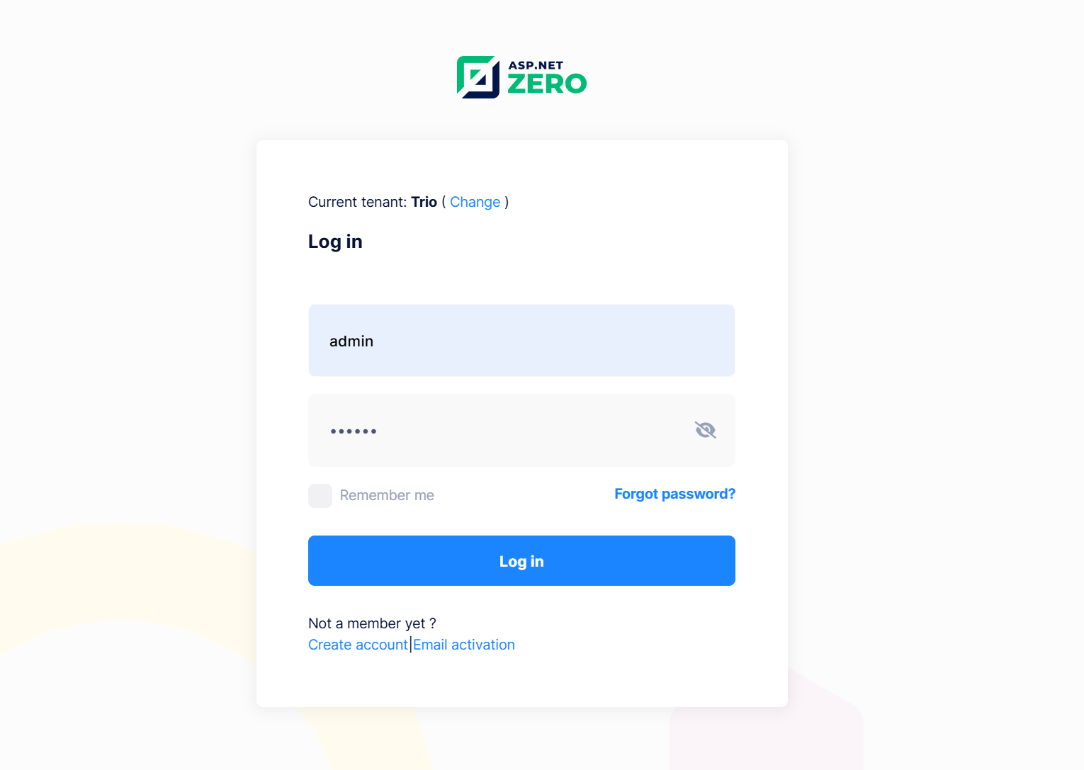 Login as tenant admin