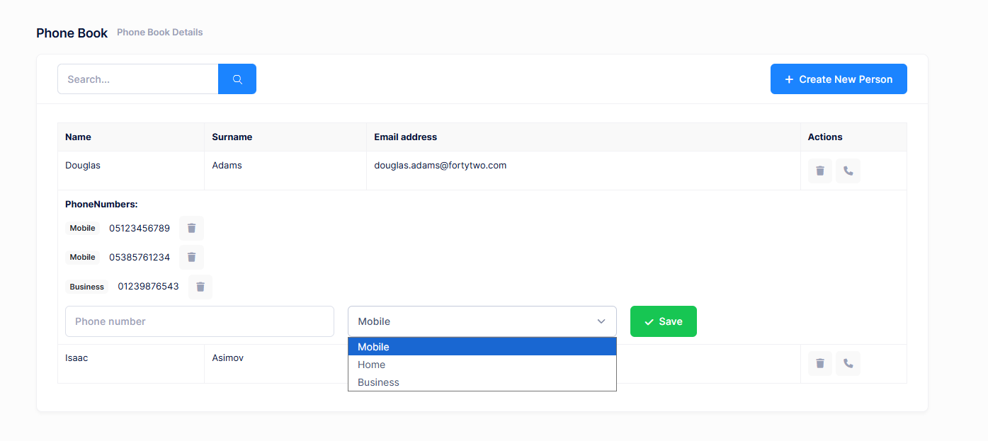 Phone book edit mode