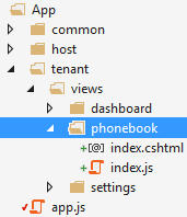 Phonebook AngularJS controller and view