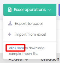 Sample Excel import template link