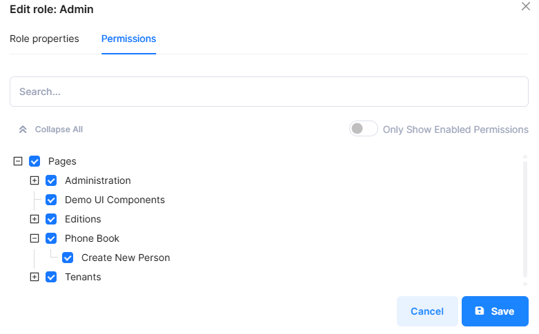 Role specific permissions