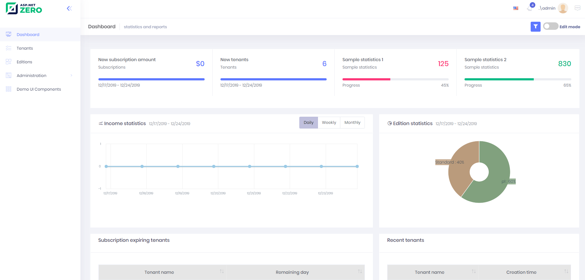 Host dashboard