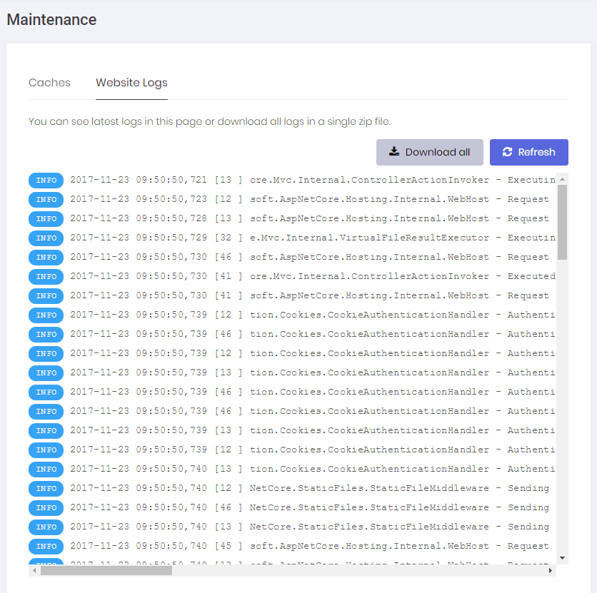 Maintenance logs