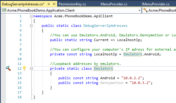 Configuring Host Address for Android Emulator